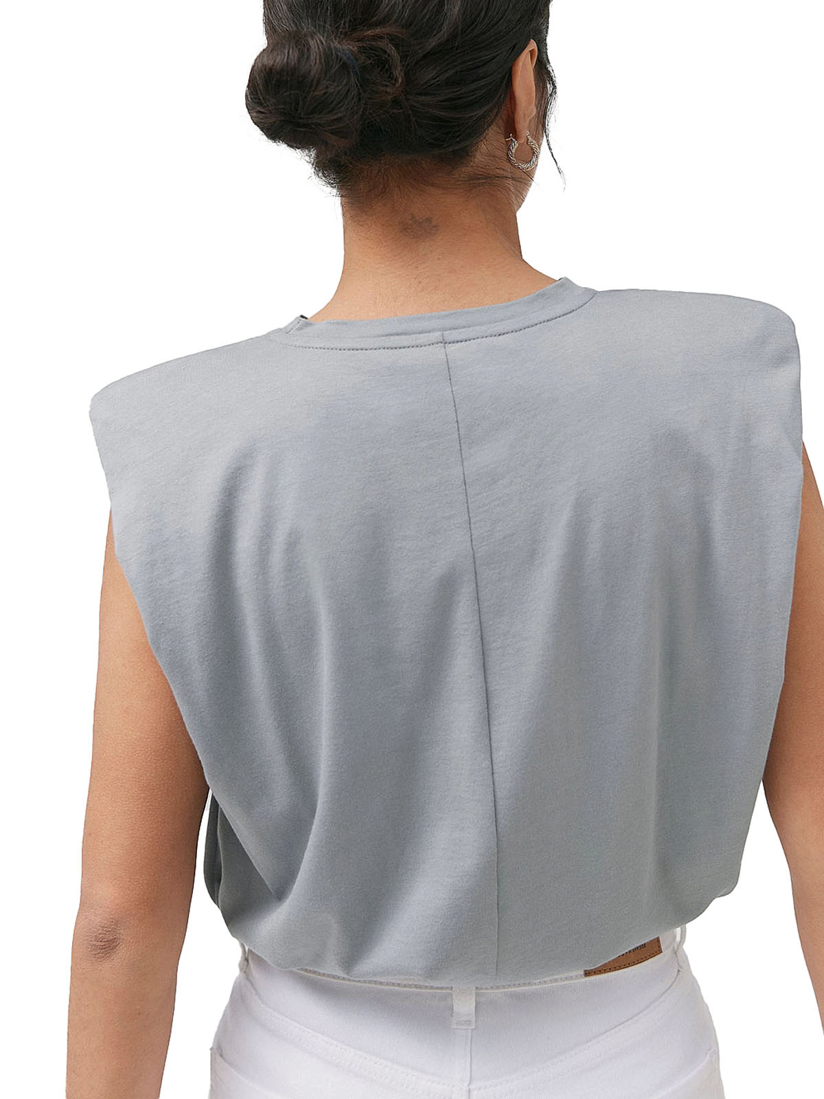 Ladies Plus Size Grey Saffron Padded Shoulder Sleeveless Top  20/22 left