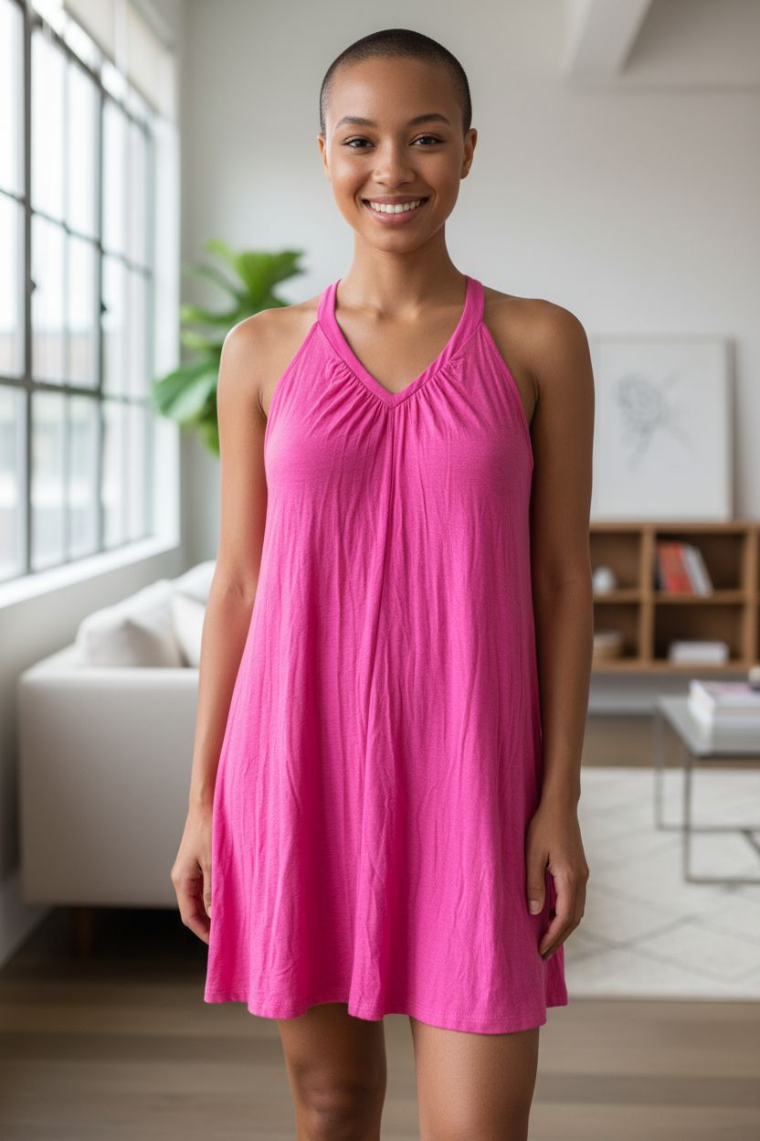 NEW Ladies pink chemise nightdress halterneck sleeveless size 8 - Unbranded