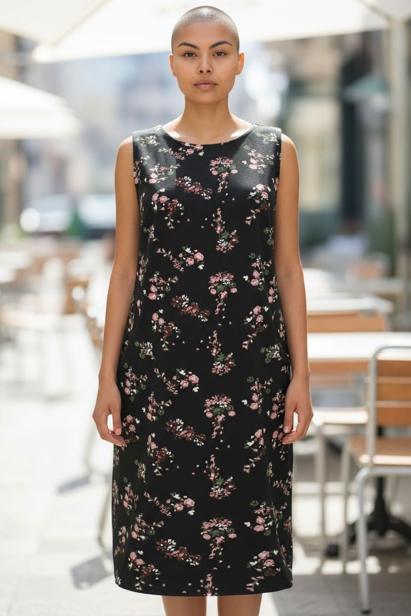 Ladies plus size black pocket dress cotton rich cross back  size 10 16 18 20 26 Length 38"