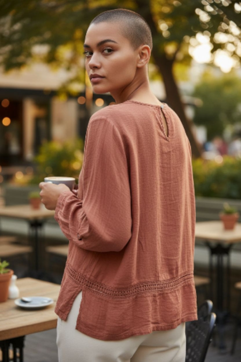 Capsule Ladies Blouse Copper length 26"  size 16 Long Sleeved