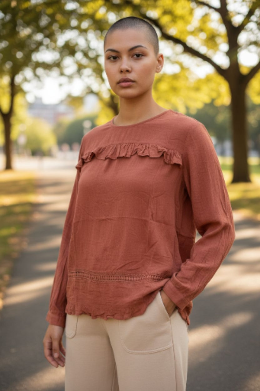 Capsule Ladies Blouse Copper length 26"  size 16 Long Sleeved