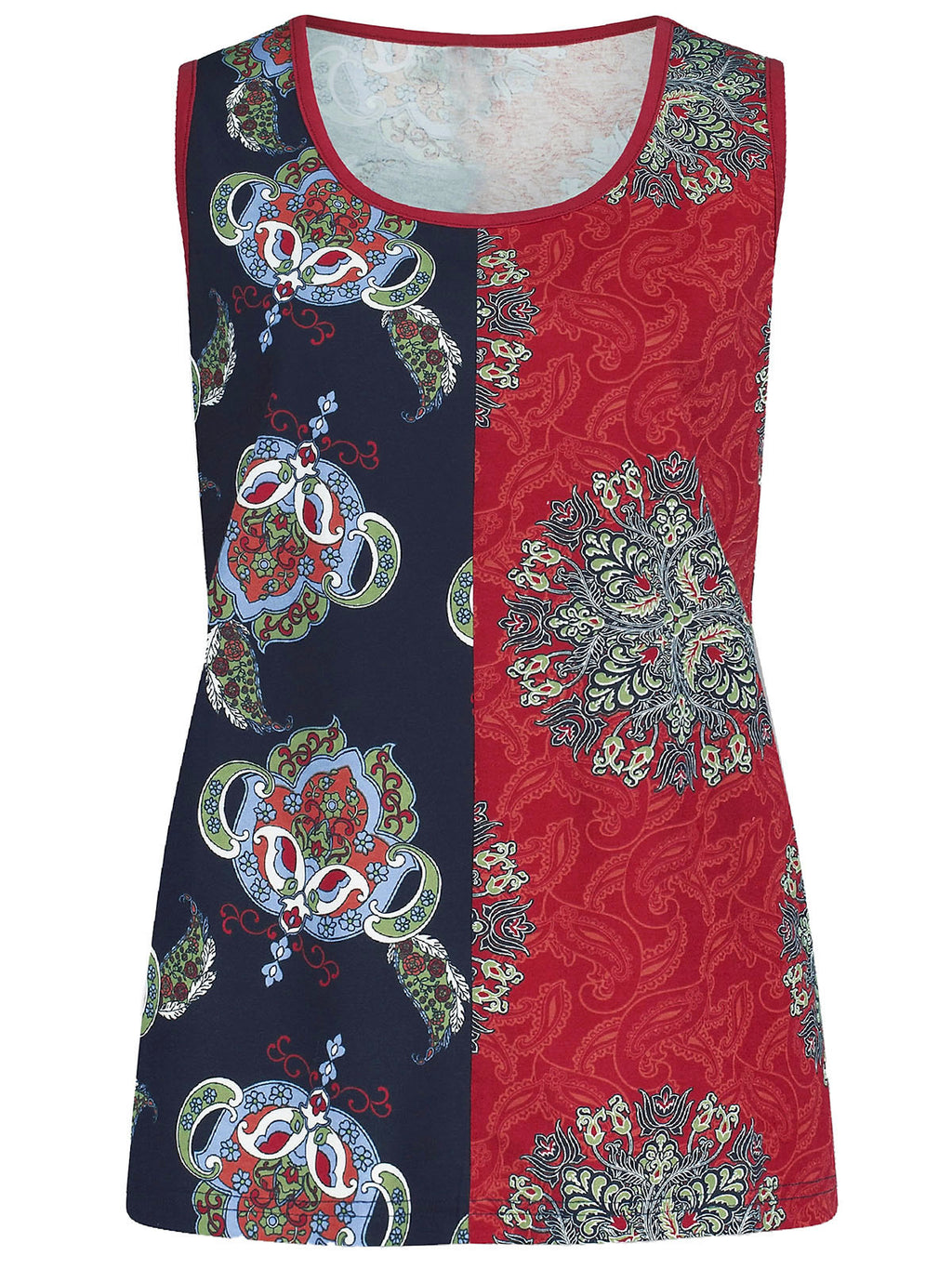 Ladies Pure Cotton Patchwork Print Tank Top sleeveless Plus Size 20, 22, 26, 28 length 26"