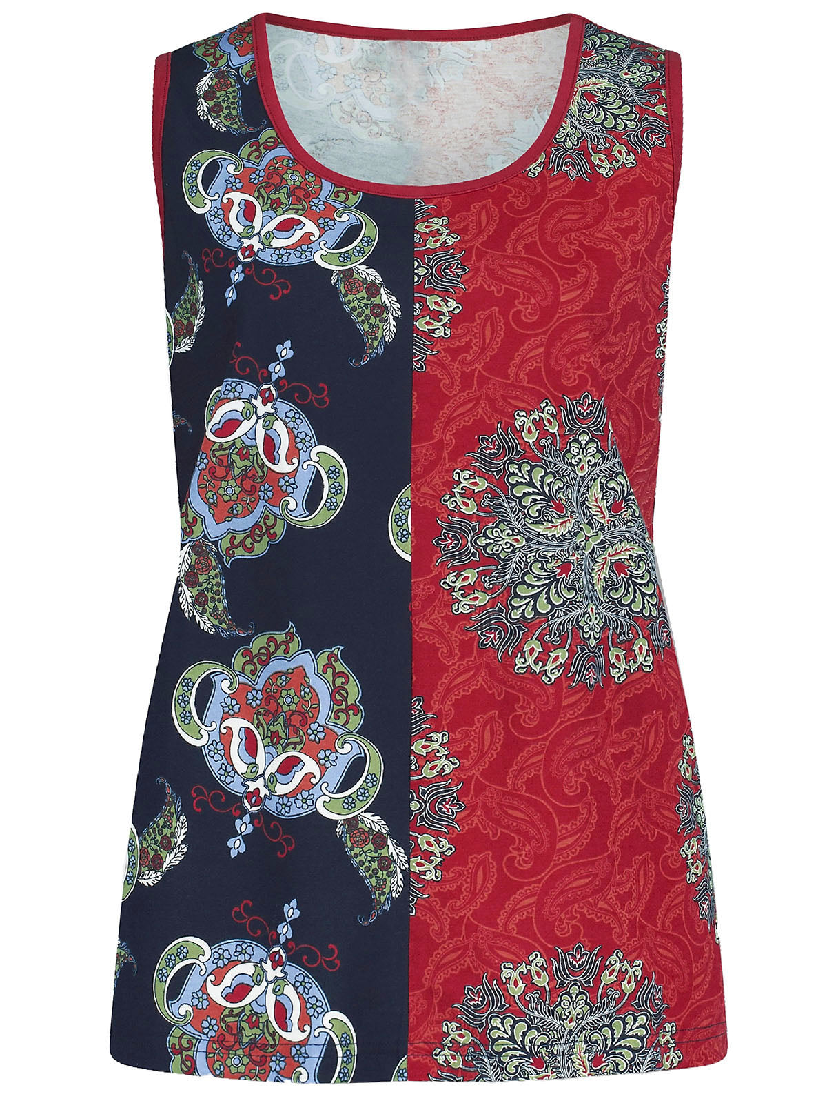 Ladies Pure Cotton Patchwork Print Tank Top sleeveless Plus Size 20, 22, 26, 28 length 26"