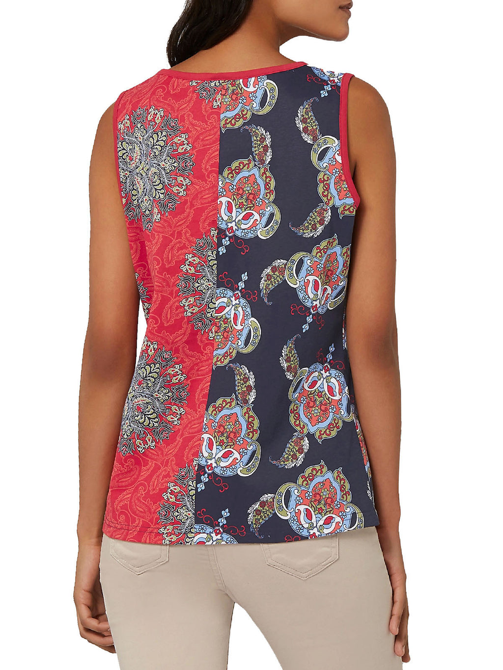 Ladies Pure Cotton Patchwork Print Tank Top sleeveless Plus Size 20, 22, 26, 28 length 26"