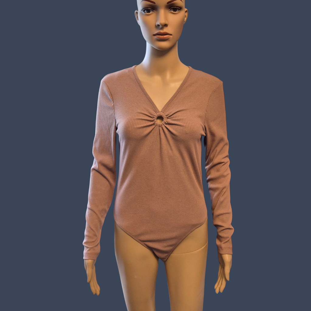 Ladies Bodysuit, long sleeves size 14 Fine Rib Snap Fastening