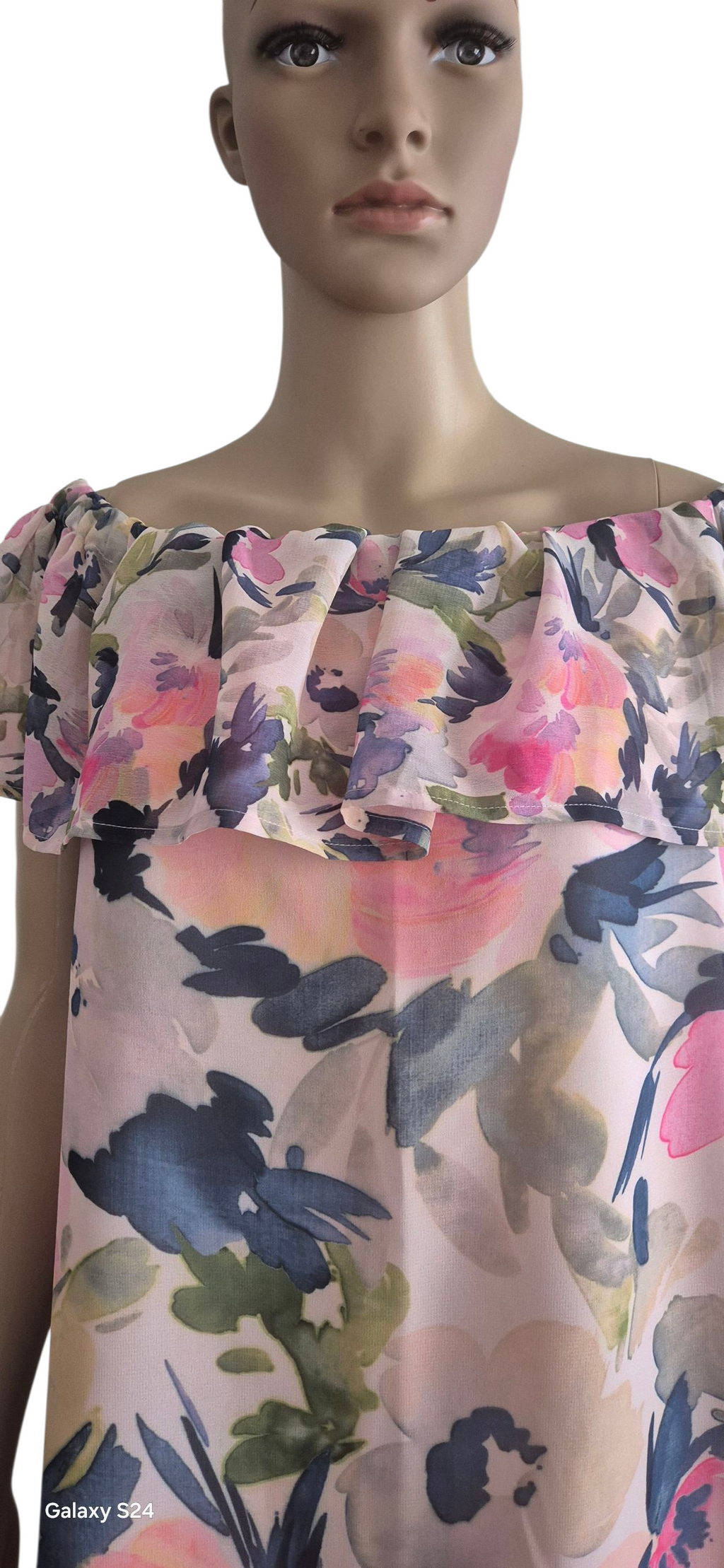 Preworn Ladies floral tunic top On/off The Shoulder Size 8 Fully Lined - French Connection