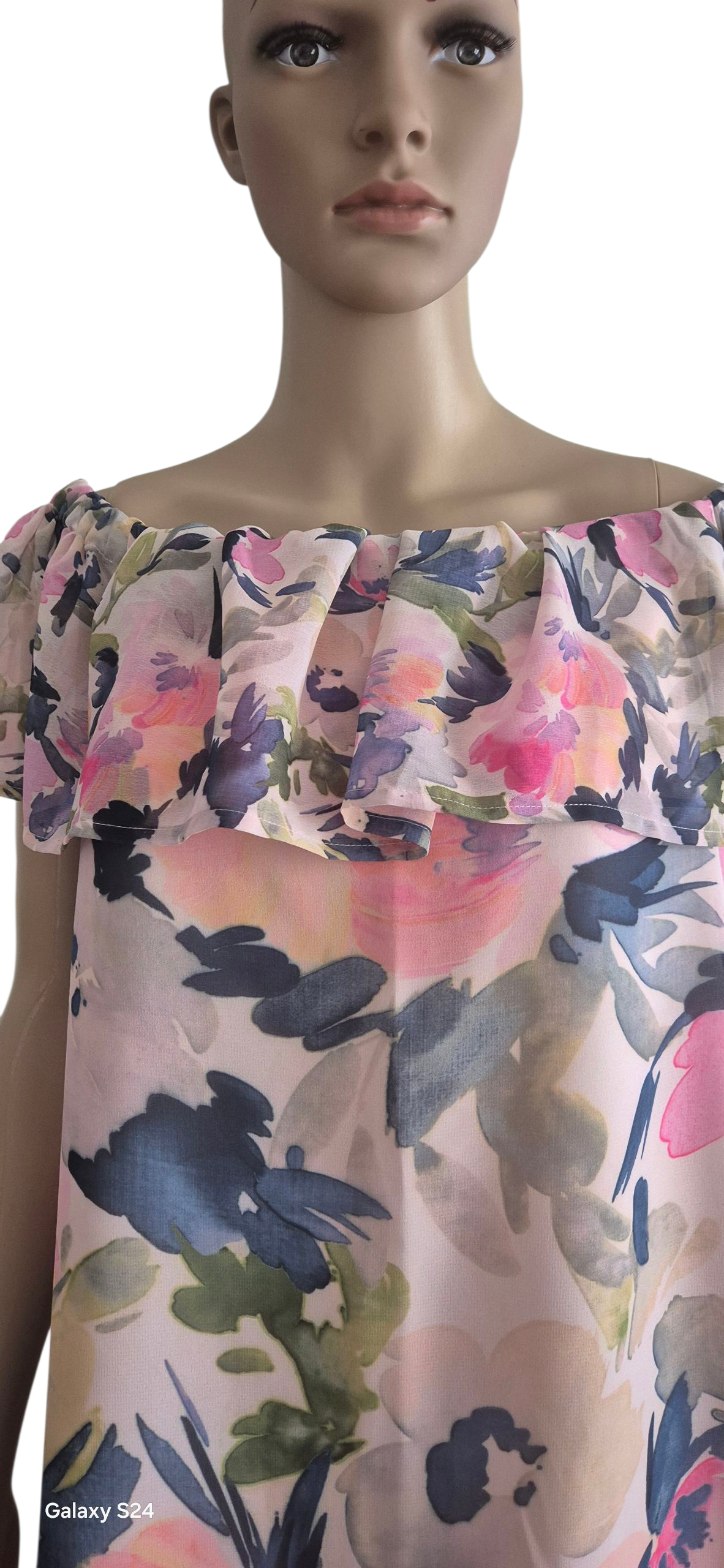 Preworn Ladies floral tunic top On/off The Shoulder Size 8 Fully Lined - French Connection