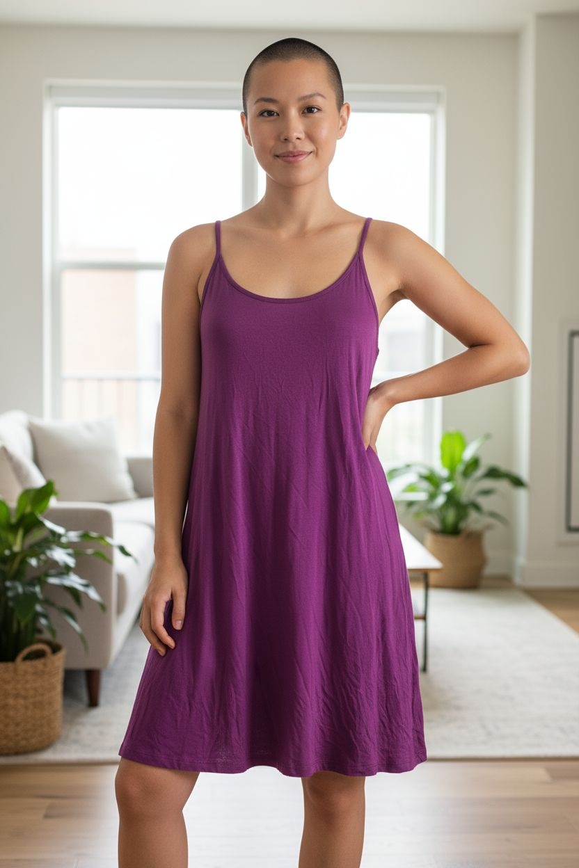 Ladies strappy chemise - magenta - Size 12/14