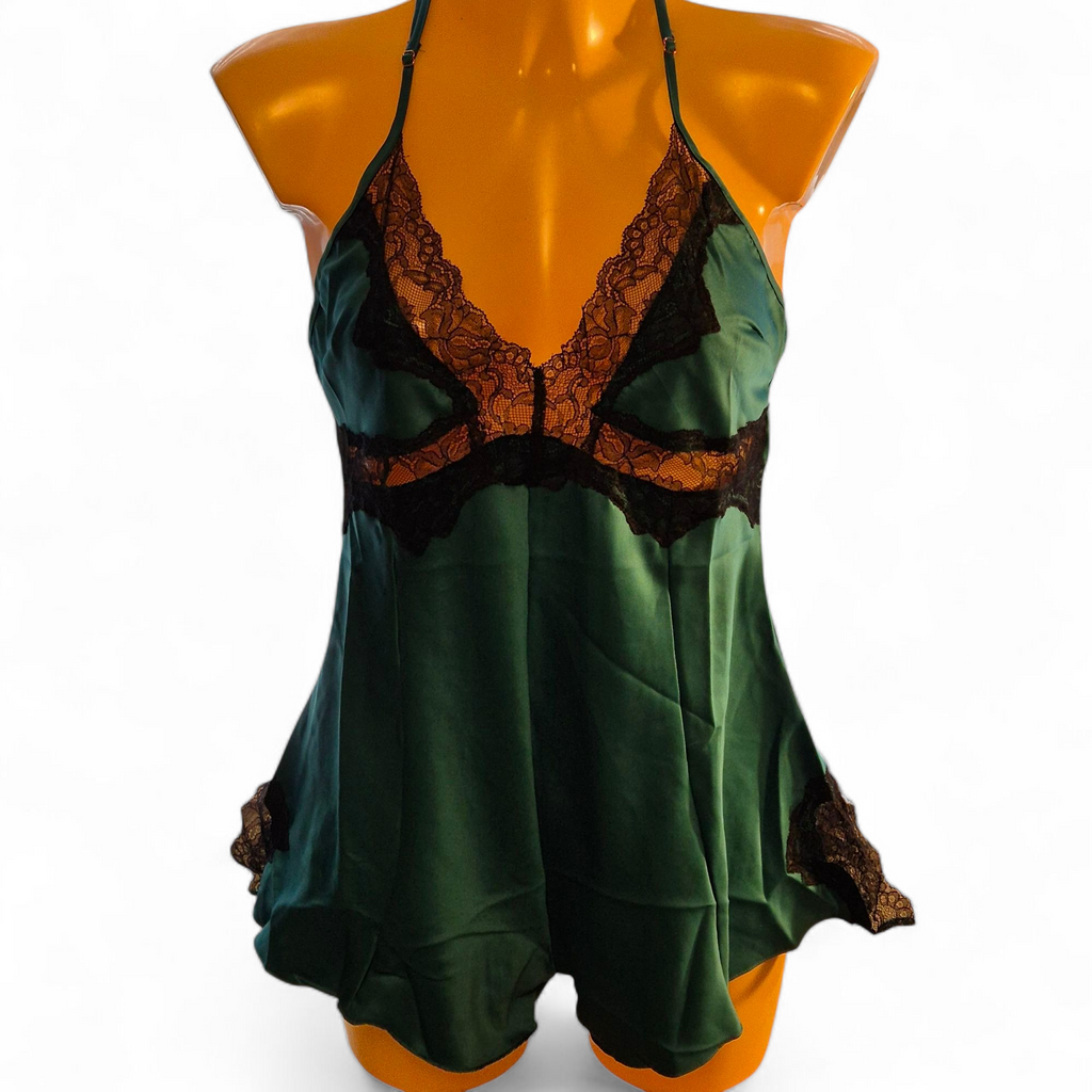 One Piece Cami in Emerald Green/black In A Size S - 8/10 Adjustable