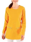 Ladies Plus Size Tunic Top Yellow  Zip Detail Long Sleeve  Size 12 18 22